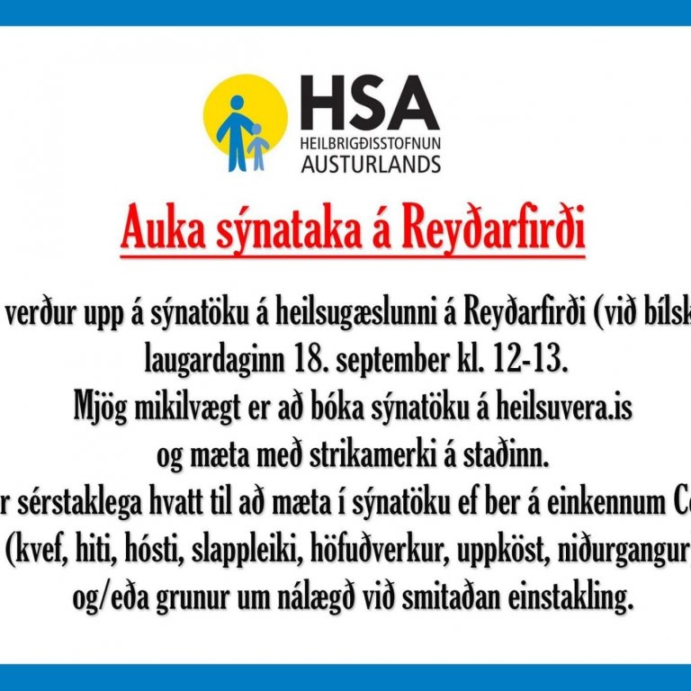 Auka sýnitaka á Reyðarfirði