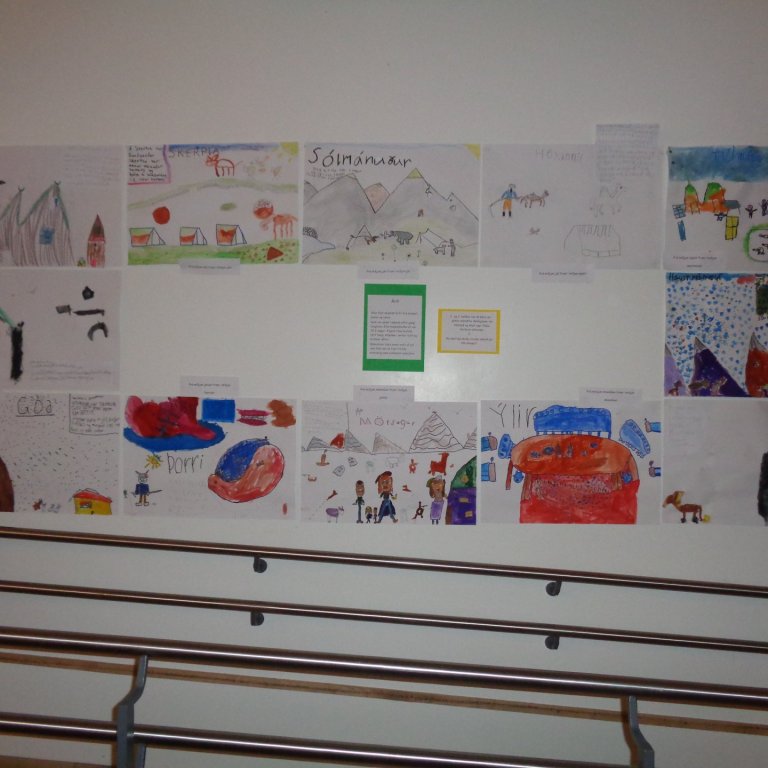 Verkefni um gömlu mánuðina. Samstarf í 1. og 2. bekk.